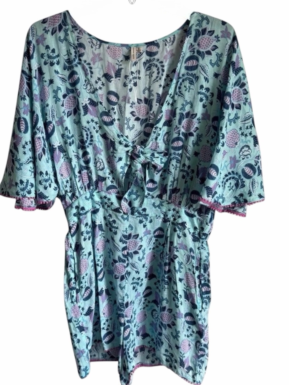 Nanette Lepore ~ Swim Romper ~ Tie-Front ~ Blues & Pink Floral Pattern ~ NWT